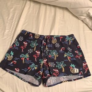 Chubbies Christmas flamingo waffle shorts